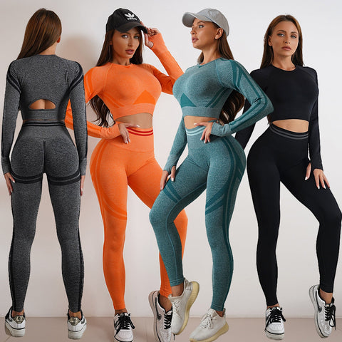 Gym Fitness Leggings And Long Sleeve Tops